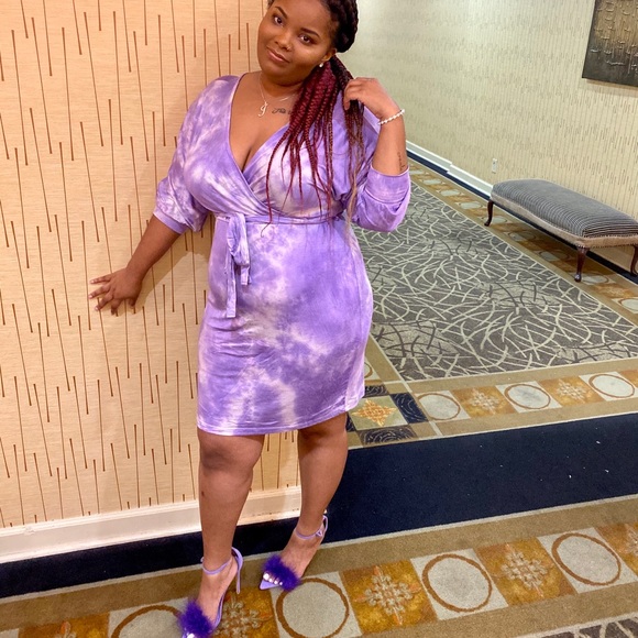 Fashion Nova Dresses & Skirts - Fashion Nova Purple Tie Dye Wrap Dress